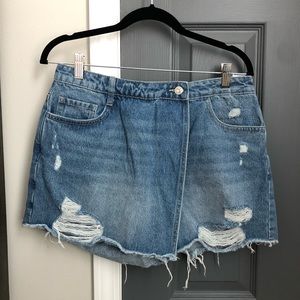 High Rise Mini Wrap Denim Skirt Size Large